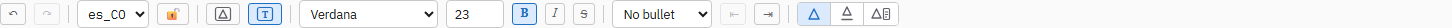 The toolbar in text mode: font, size, bold, italic and strike.