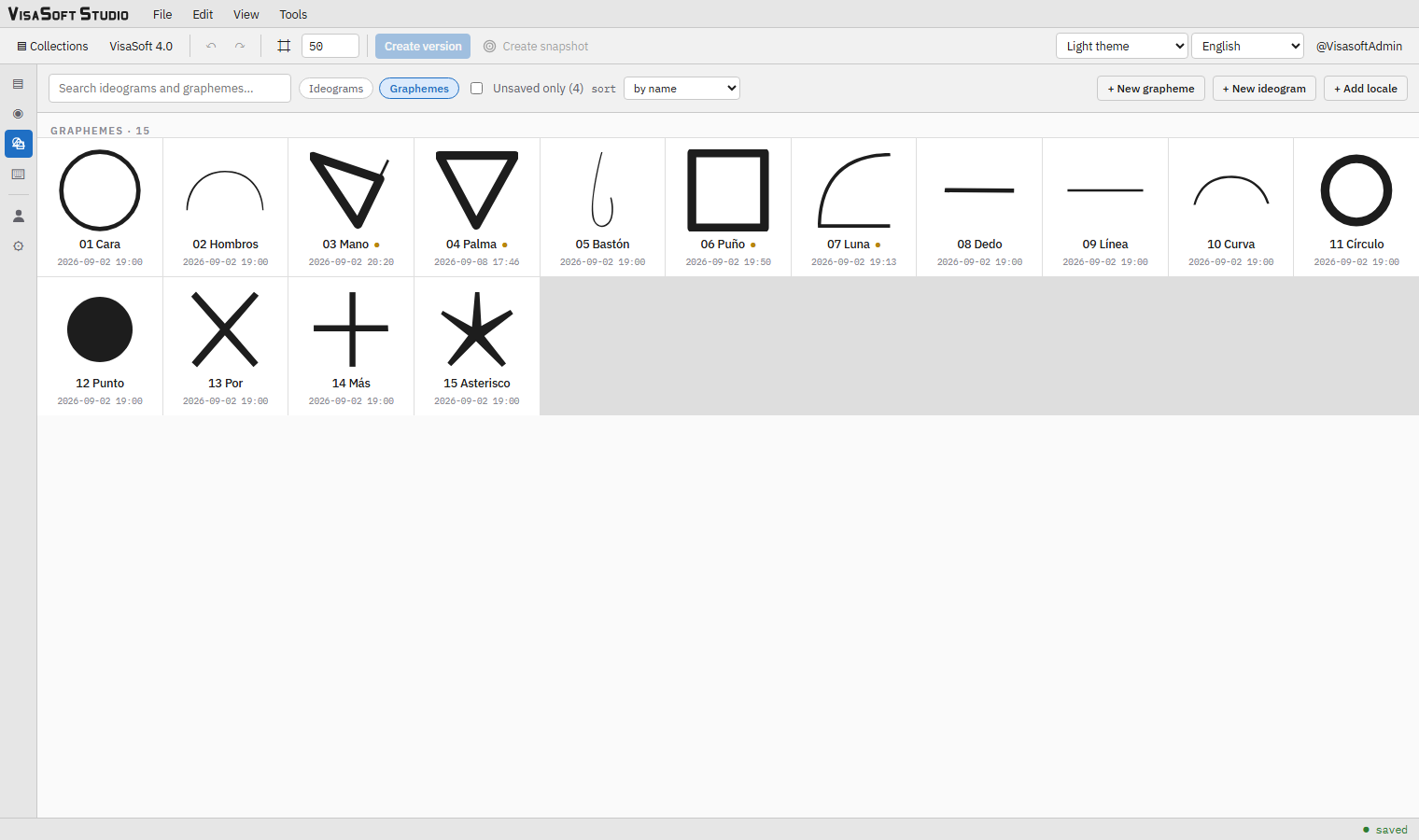 The browser with the graphemes.