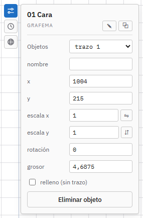La caja Grafema del panel de propiedades.