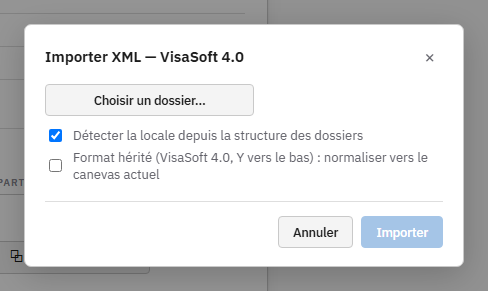 Le dialogue Importer du XML.